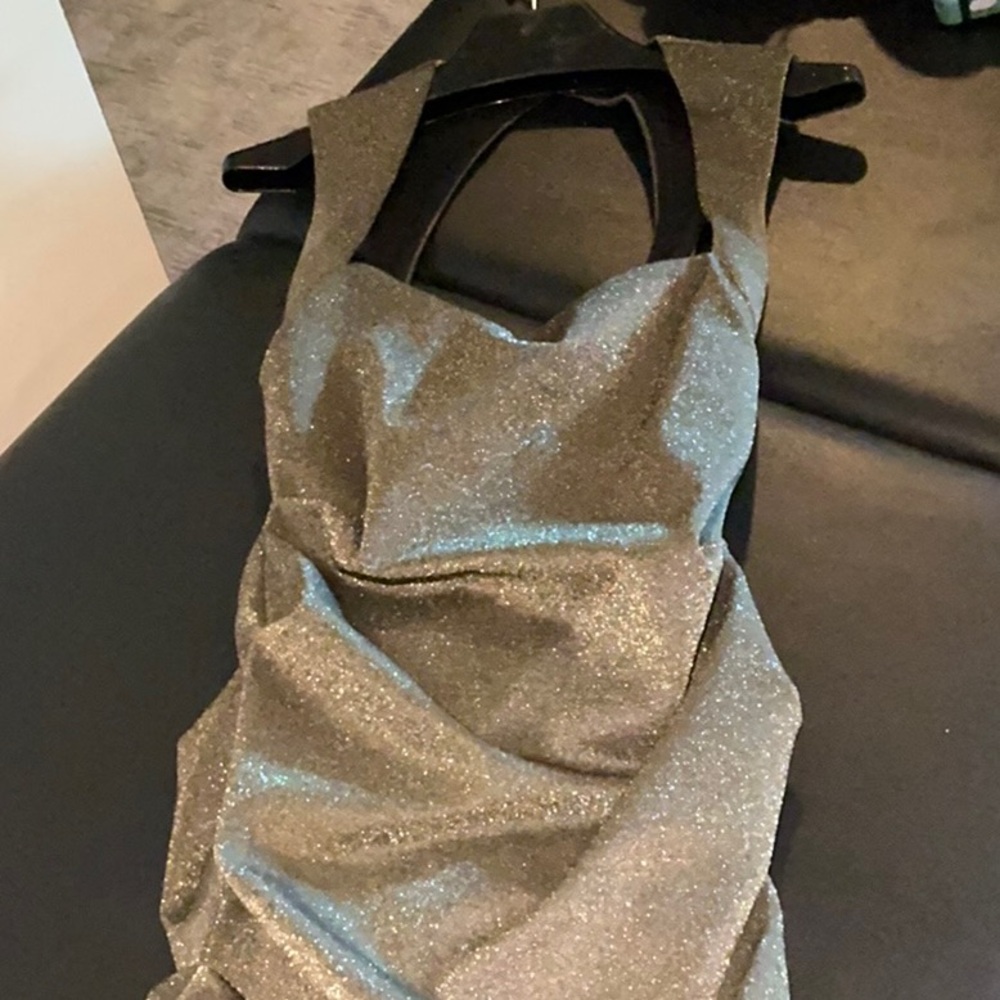 Prom Dress Fitted Nicole Miller Backless full length Olive Green Dress